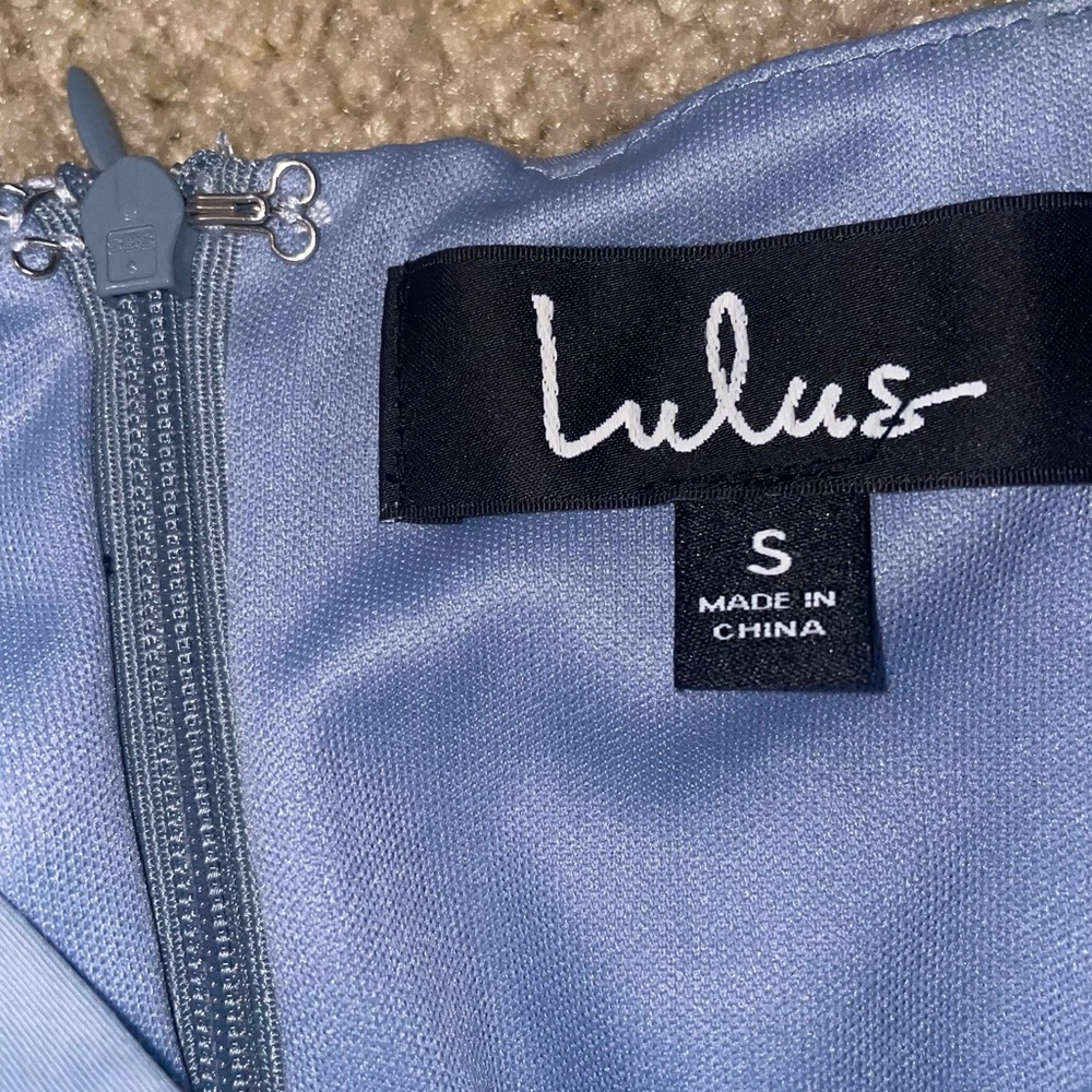Lulu’s Dream About Me Dusty Blue Backless Mini Dress - Picture 6 of 6